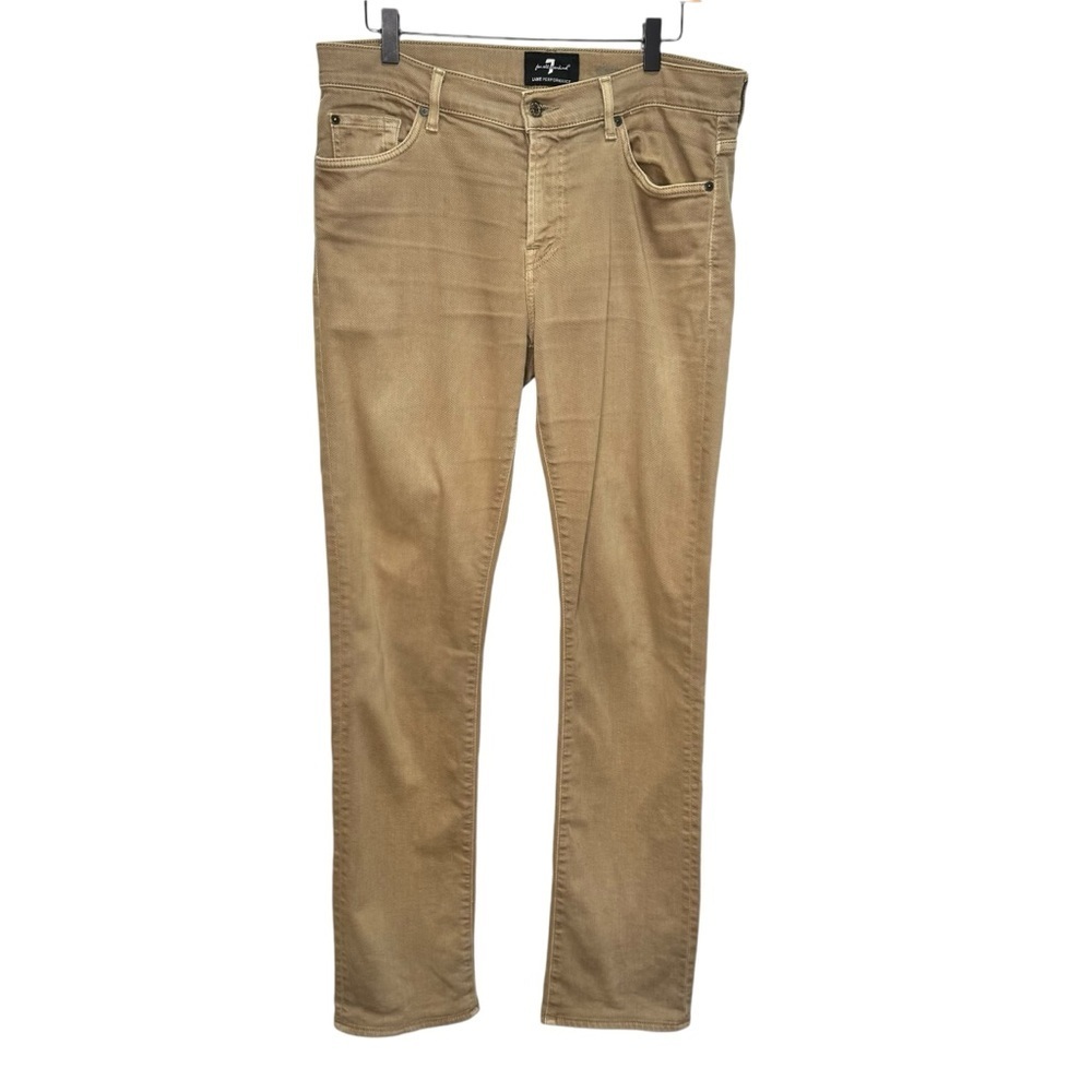 7 For All Mankind Slimmy Slim Straight Leg Tan Jeans Size 33